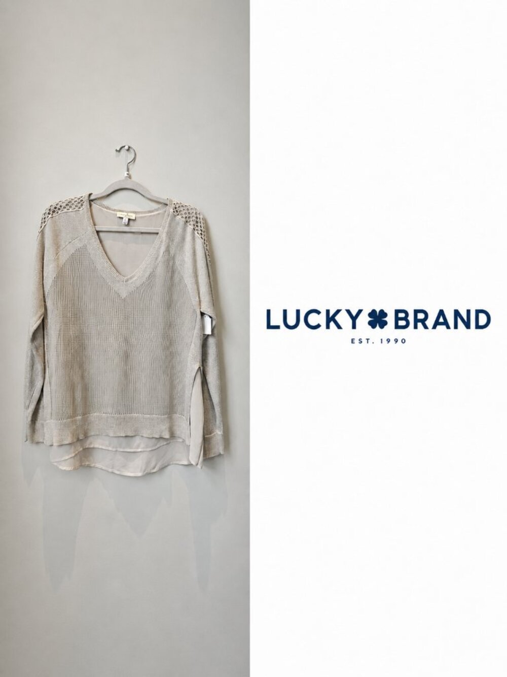 Lucky Brand Metallic Layered Knit Sweater ~ Medium